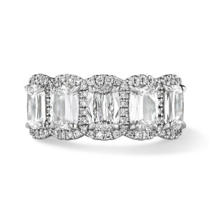 5 Stone Halo Anniversary Ring