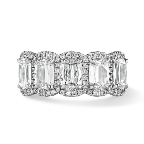 5 Stone Halo Anniversary Ring