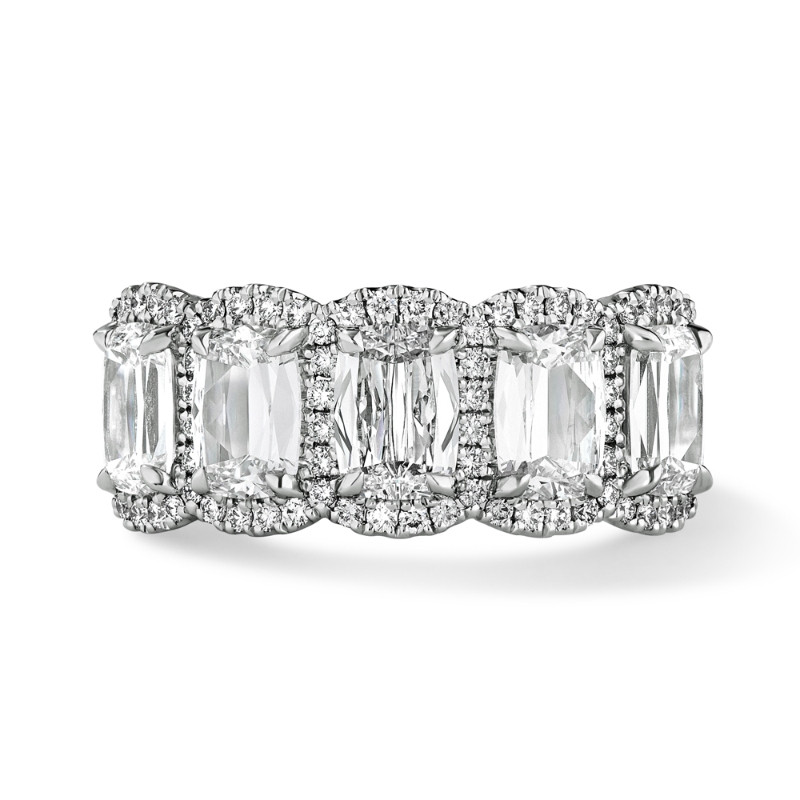 5 Stone Halo Anniversary Ring