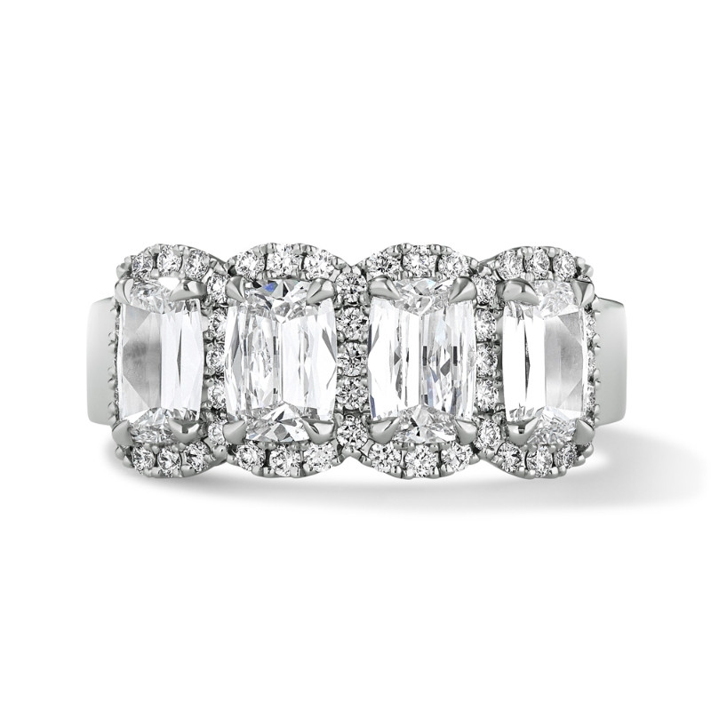 4 Stone Halo Anniversary Ring