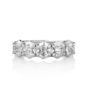 East/ West Gold V-Tip Halo with 5 Cushion Diamonds