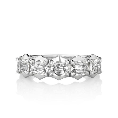 East/ West Gold V-Tip Halo with 5 Cushion Diamonds