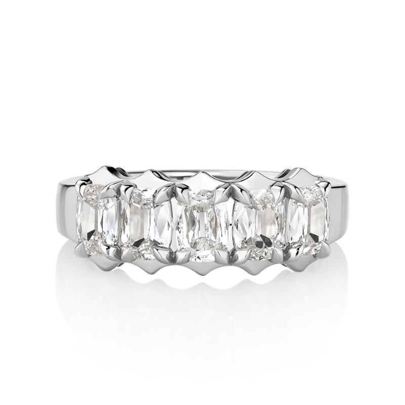 North/ South Gold V-tip Halos with 5 Cushion Diamonds