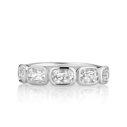 East/ West Bezel Set  Band with 5 Cushion Diamonds