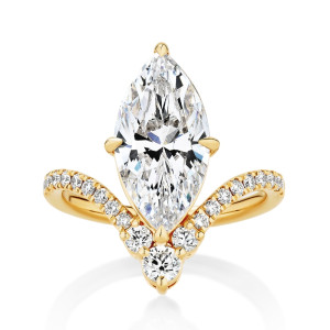 Dramatic Chevron Engagement Ring with Pave