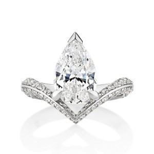 Chevron Double Sided Pave Engagement Ring