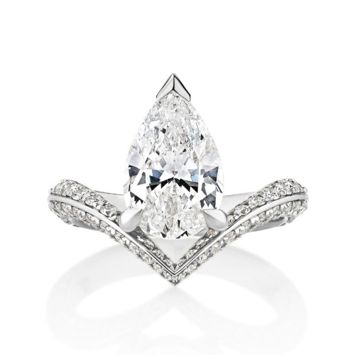 Chevron Double Sided Pave Engagement Ring