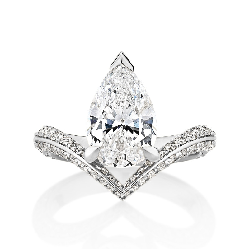 Chevron Double Sided Pave Engagement Ring