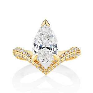 Chevron Double Sided Pave Engagement Ring