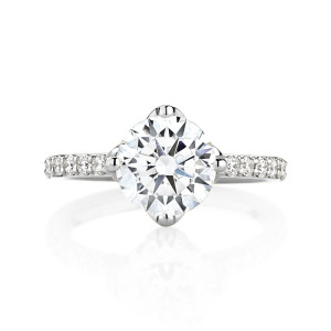 Compass Set Pave Band Engagement Ring