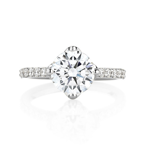 Compass Set Pave Band Engagement Ring