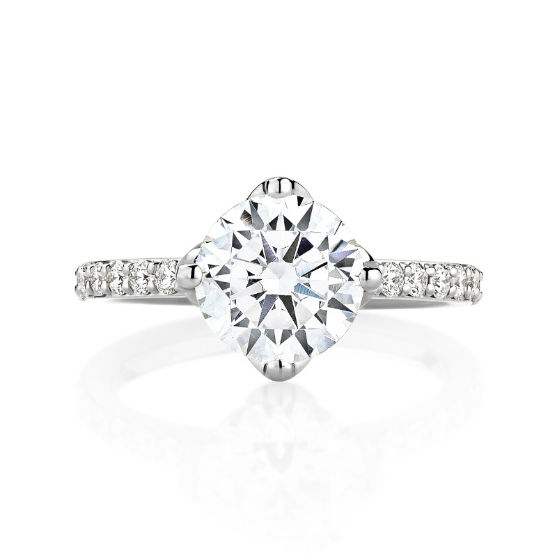 Compass Set Pave Band Engagement Ring