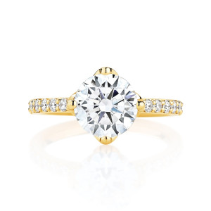 Compass Set Pave Band Engagement Ring
