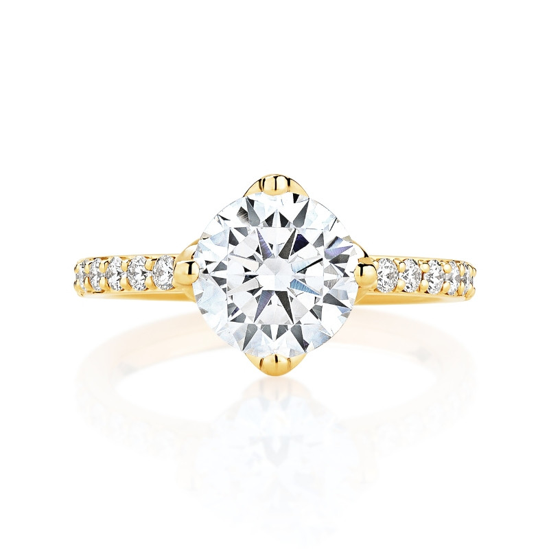 Compass Set Pave Band Engagement Ring