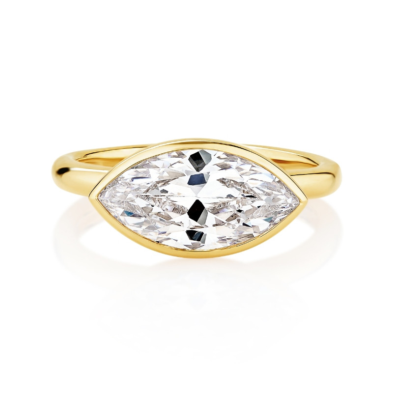 Bezel Solitaire with Under Halo Engagement Ring