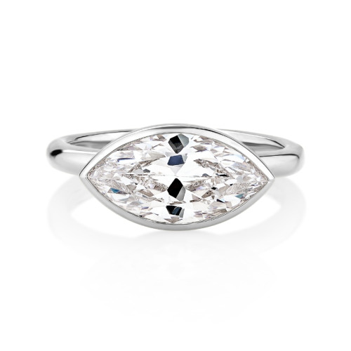 Bezel Solitaire with Under Halo Engagement Ring