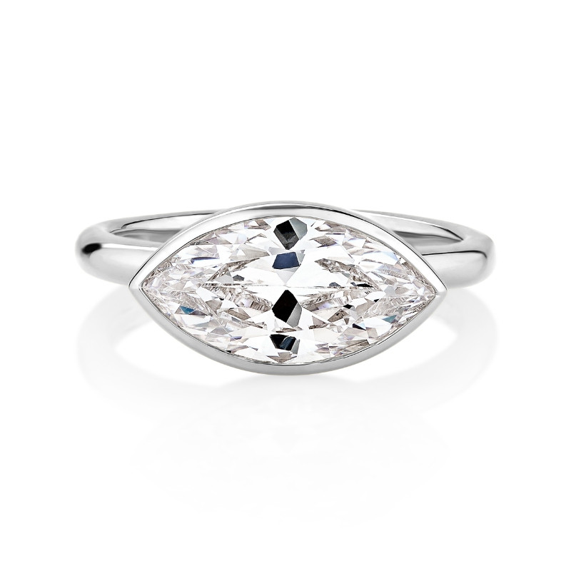 Bezel Solitaire with Under Halo Engagement Ring