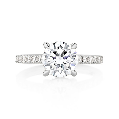 Pave Cathedral Engagement Ring with Hidden Halo
