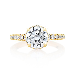 Scalloped Pave Under Halo Engagement Ring
