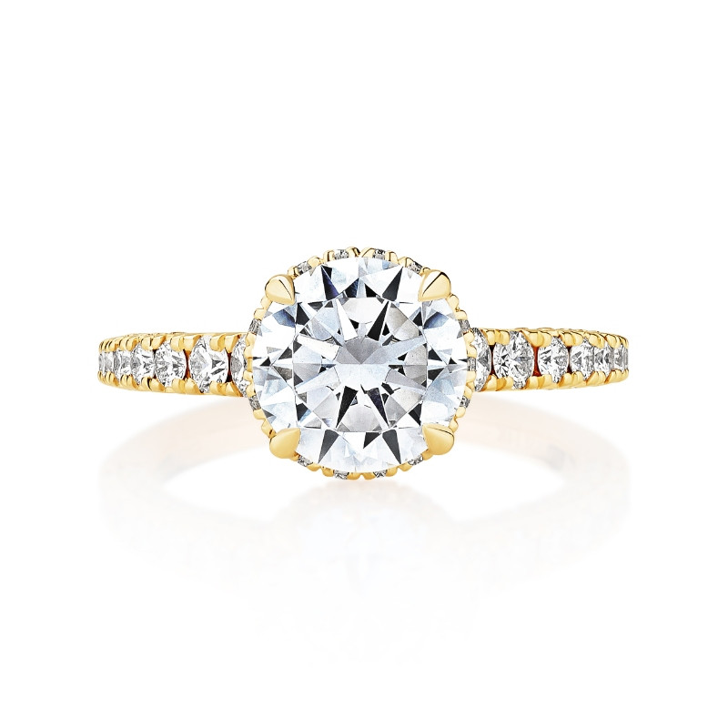 Scalloped Pave Under Halo Engagement Ring