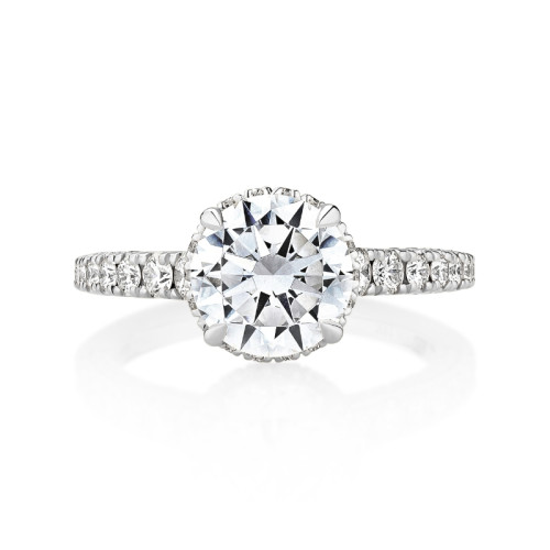Scalloped Pave Under Halo Engagement Ring