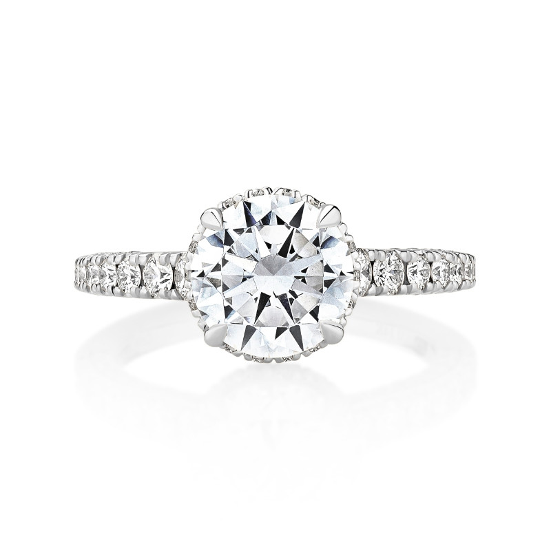 Scalloped Pave Under Halo Engagement Ring