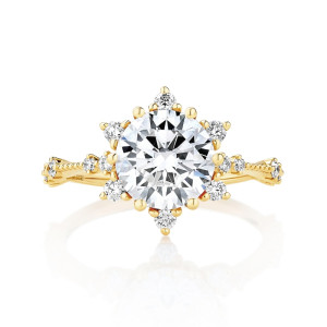 Round Starburst Halo Engagement Ring