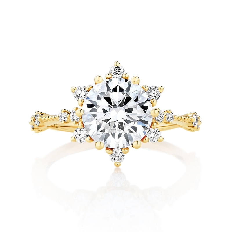 Round Starburst Halo Engagement Ring