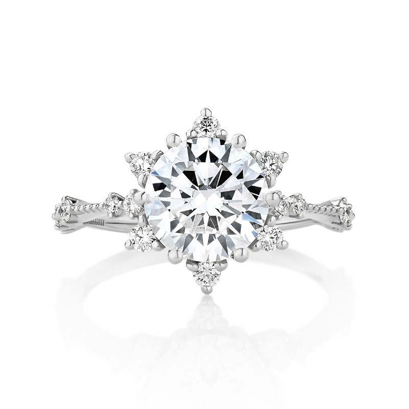 Round Starburst Halo Engagement Ring