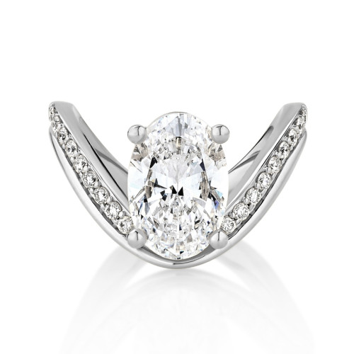 Dramatic Wavy Engagement Ring with Pave