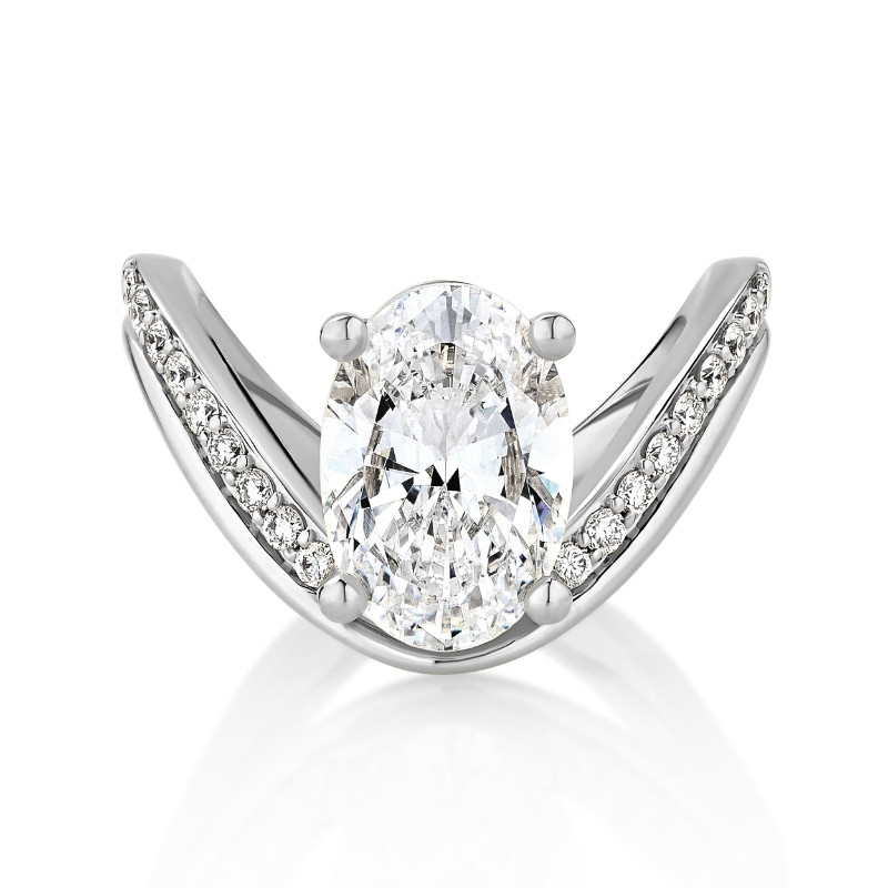 Dramatic Wavy Engagement Ring with Pave
