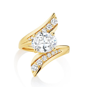 Twisting Bypass Pave Engagement Ring