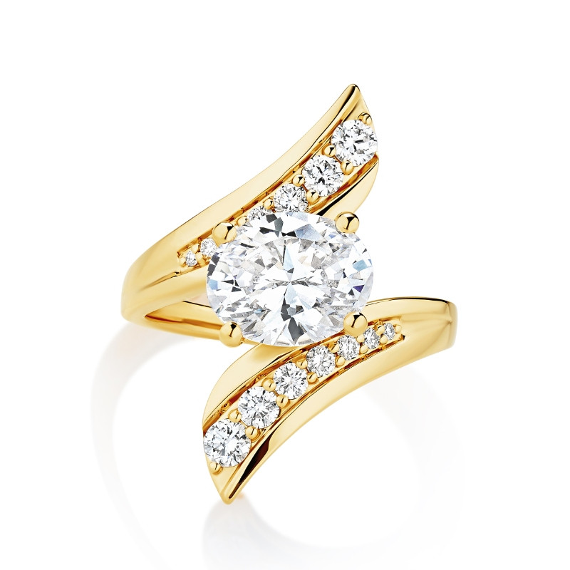 Twisting Bypass Pave Engagement Ring