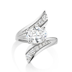 Twisting Bypass Pave Engagement Ring