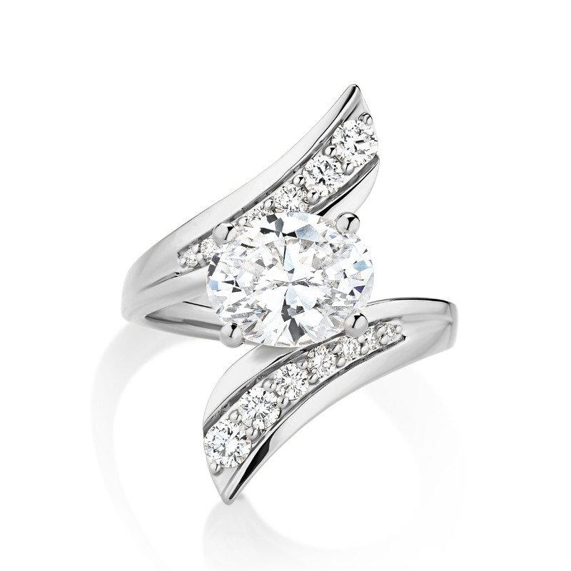Twisting Bypass Pave Engagement Ring
