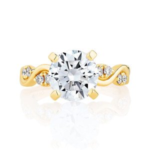 Soft Wave Shank Engagement Ring with Diamond Accents