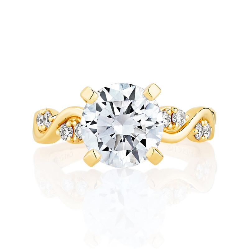 Soft Wave Shank Engagement Ring with Diamond Accents