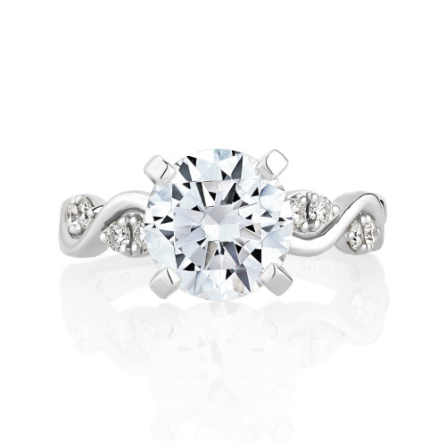 Soft Wave Shank Engagement Ring with Diamond Accents