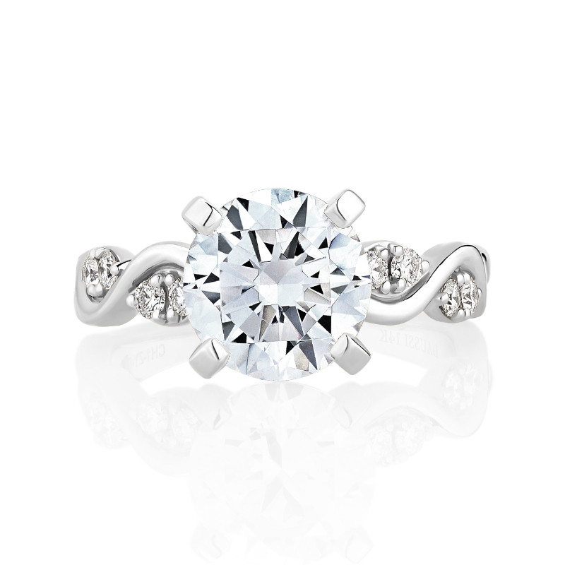 Soft Wave Shank Engagement Ring with Diamond Accents