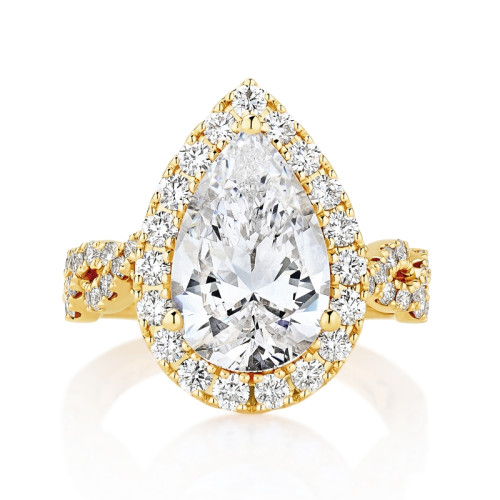 Twisted Shank Engagement Ring with Diamond Halo