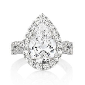 Twisted Shank Engagement Ring with Diamond Halo