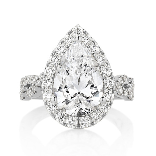 Twisted Shank Engagement Ring with Diamond Halo