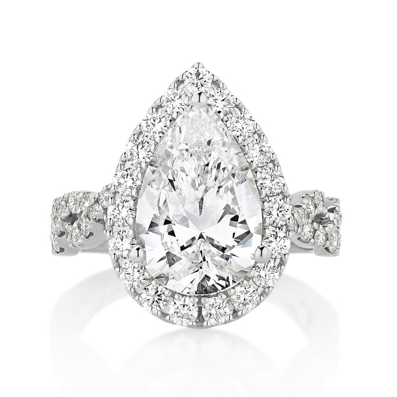 Twisted Shank Engagement Ring with Diamond Halo