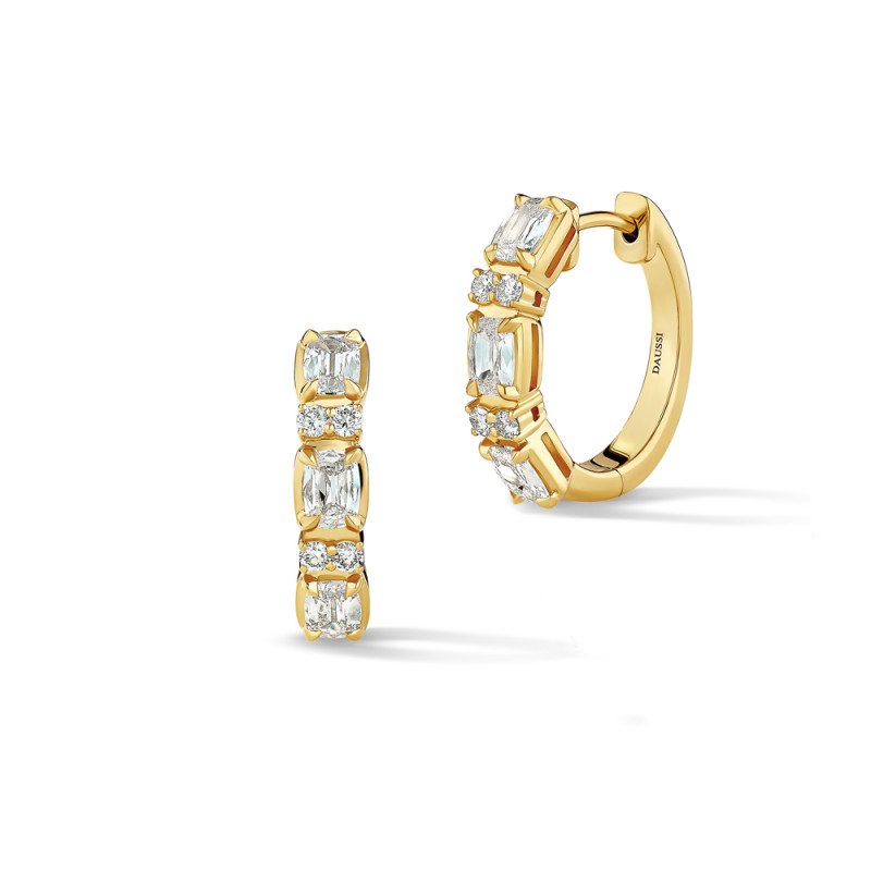Three Stone Hoop Earrings