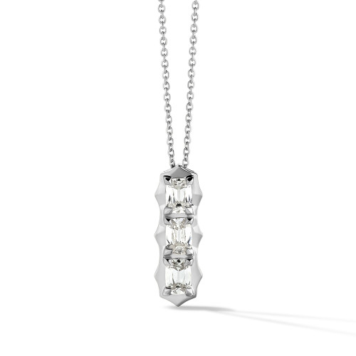 Three Stone V-tip Drop Necklace