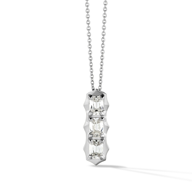 Three Stone V-tip Drop Necklace