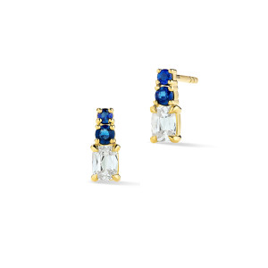 Sapphire and Diamond Stud Earrings