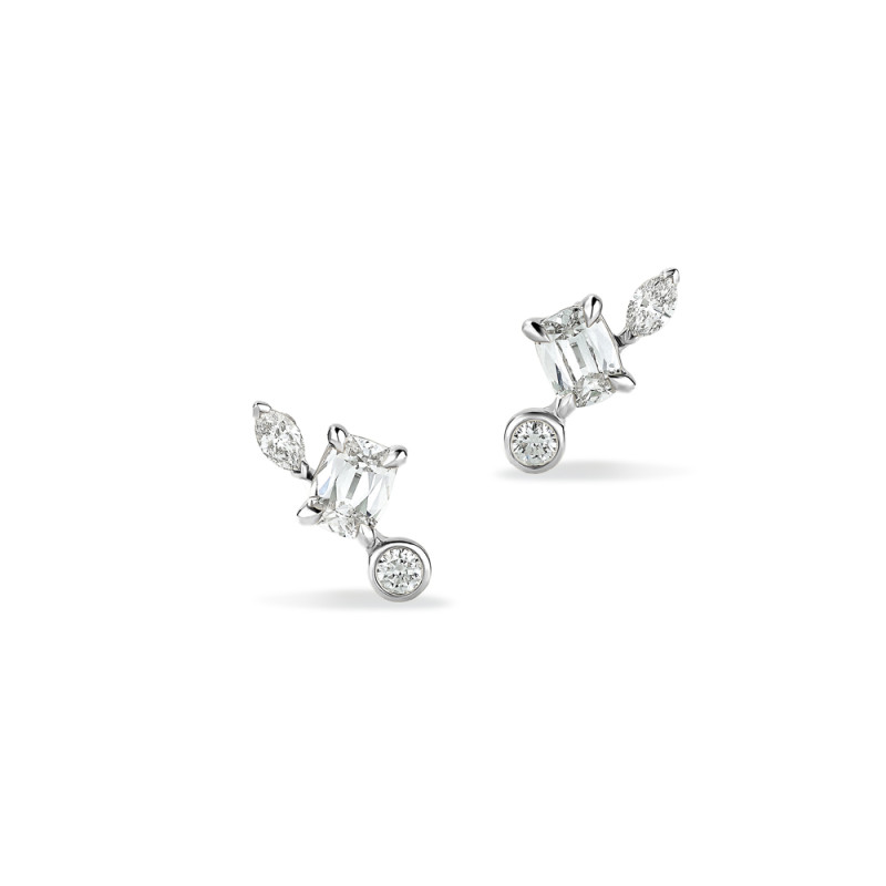 Multi Stone Stud Diamond Earrings