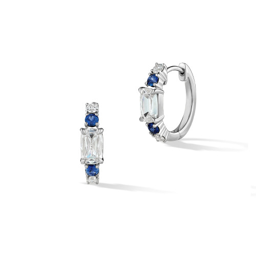 Sapphire and Diamond Hoop Earrings