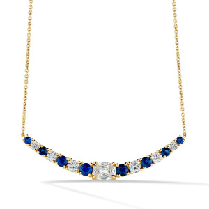 Long Sapphire and Diamond Bar Necklace